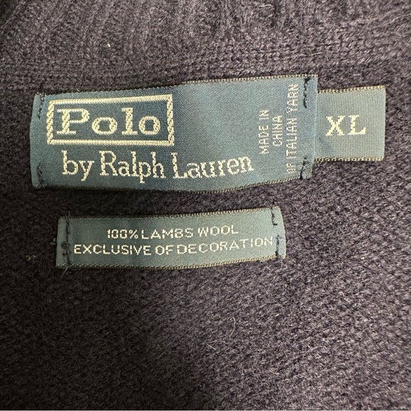 Polo by Ralph Lauren vintage Men's Dark Blue Zip-Up Sweater 100% lambs wool szXL - Picture 5 of 7